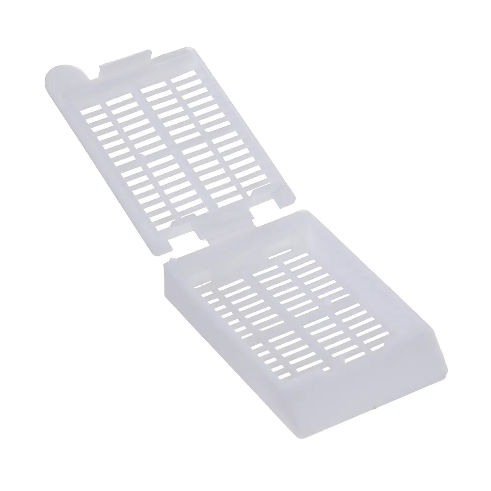 Laboratory Grade White Perforated Disposable Medical Supplies Cassette for Histopathology Workflow Analysis 